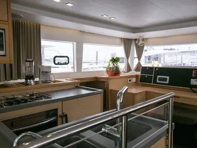 Galley of King Lewis, a Lagoon 450 F catamaran at Road Town, British Virgin Islands