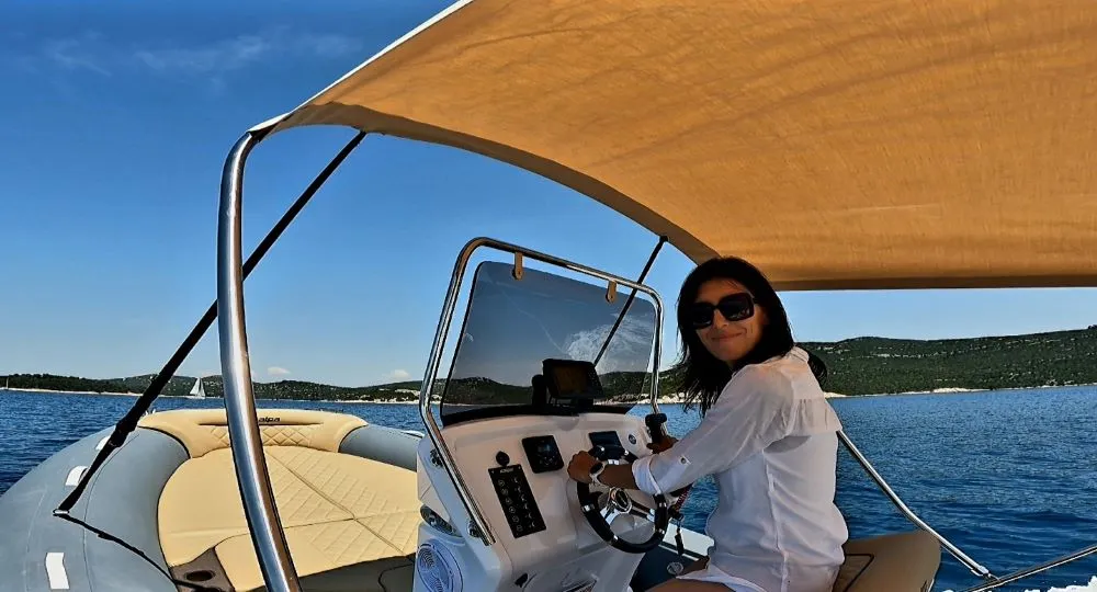 Cockpit of Liberty, a Salpa Soleil 18 RIB at Jezera, Croatia