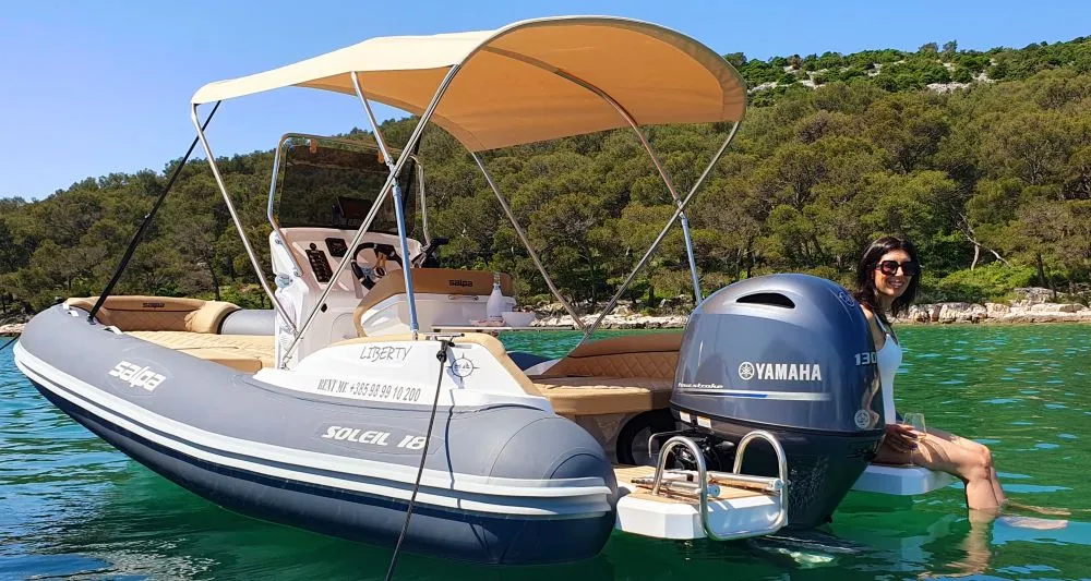 Exterior view of Liberty, a Salpa Soleil 18 RIB at Jezera, Croatia