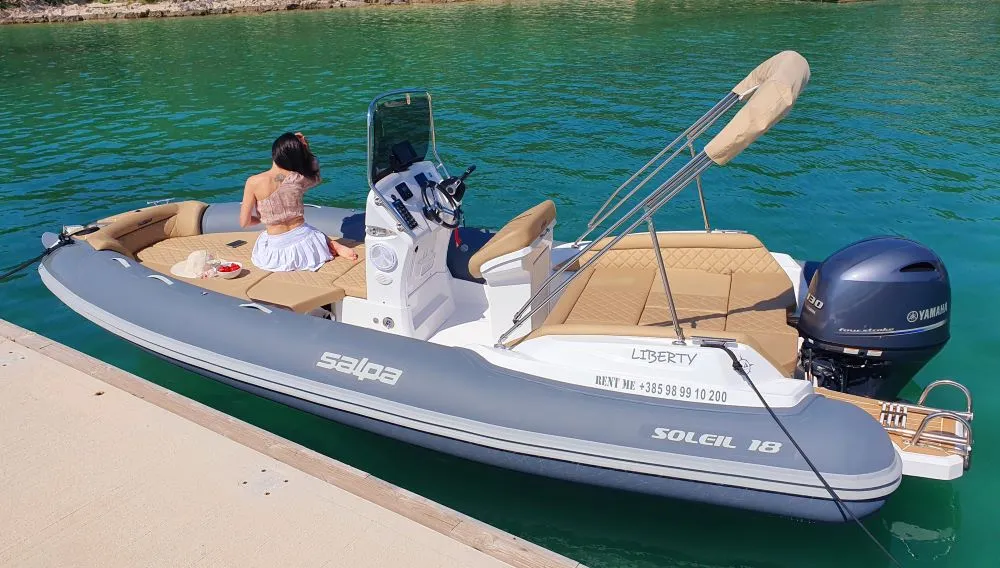 Exterior view of Liberty, a Salpa Soleil 18 RIB at Jezera, Croatia