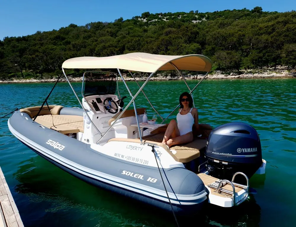 Exterior view of Liberty, a Salpa Soleil 18 RIB at Jezera, Croatia