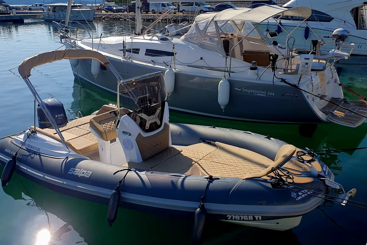 Deck of Liberty, a Salpa Soleil 18 RIB at Jezera, Croatia