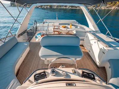 Cockpit of Happy3, a Yaretti 2210 motor yacht at Split, Croatia