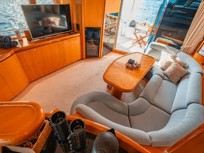 Salon of Happy3, a Yaretti 2210 motor yacht at Split, Croatia