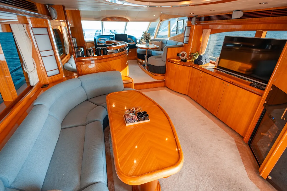 Salon of Happy3, a Yaretti 2210 motor yacht at Split, Croatia