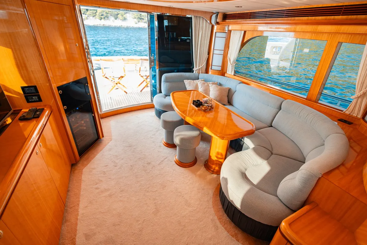 Salon of Happy3, a Yaretti 2210 motor yacht at Split, Croatia