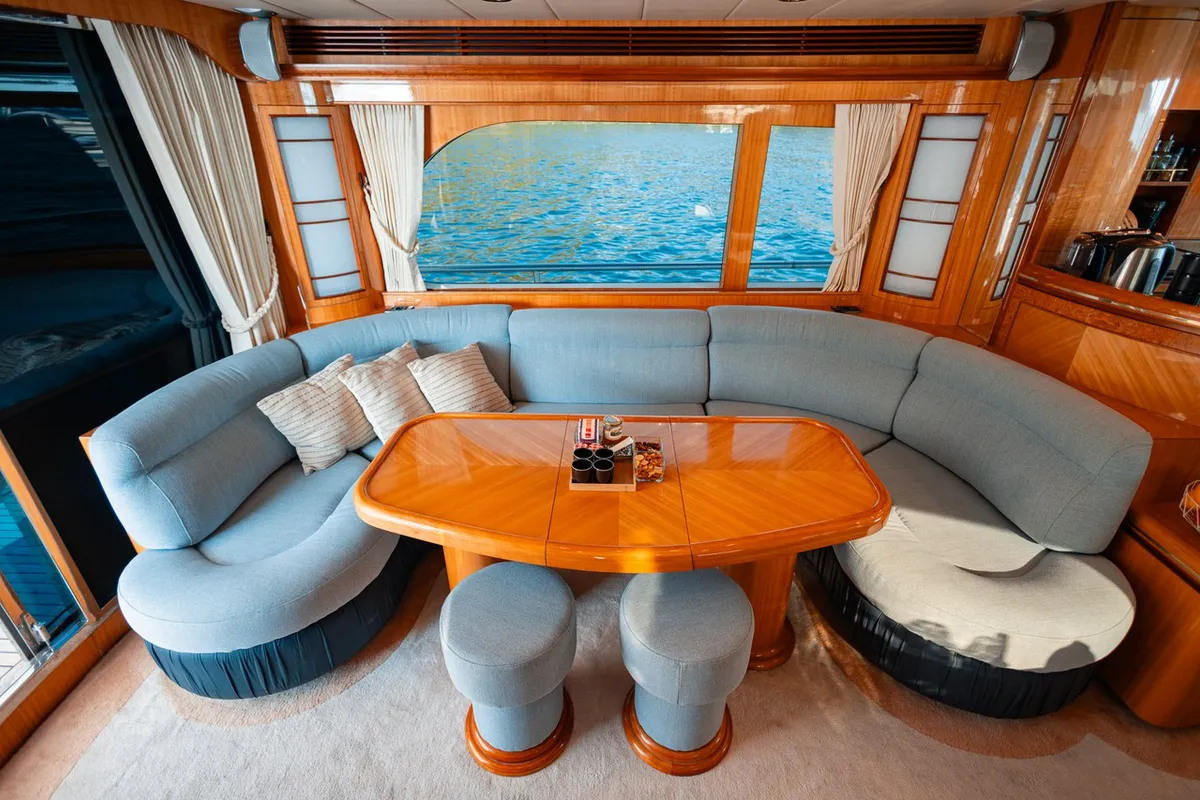 Salon of Happy3, a Yaretti 2210 motor yacht at Split, Croatia