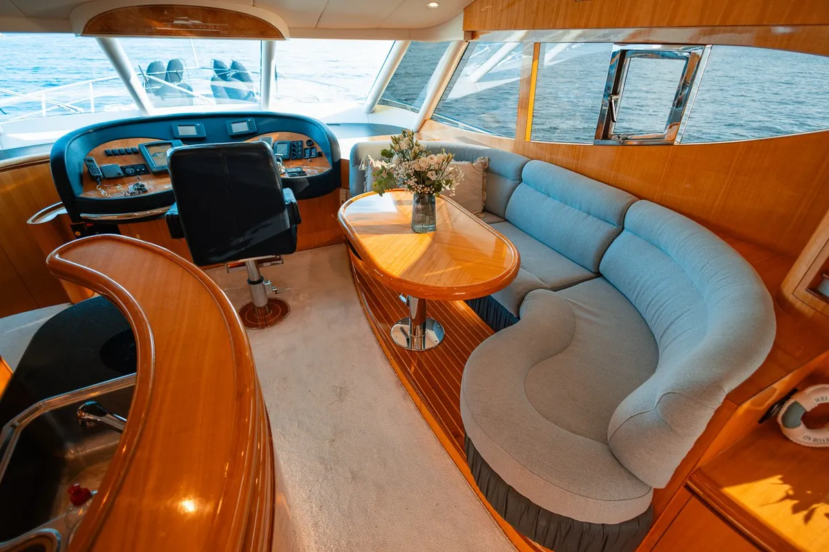 Salon of Happy3, a Yaretti 2210 motor yacht at Split, Croatia