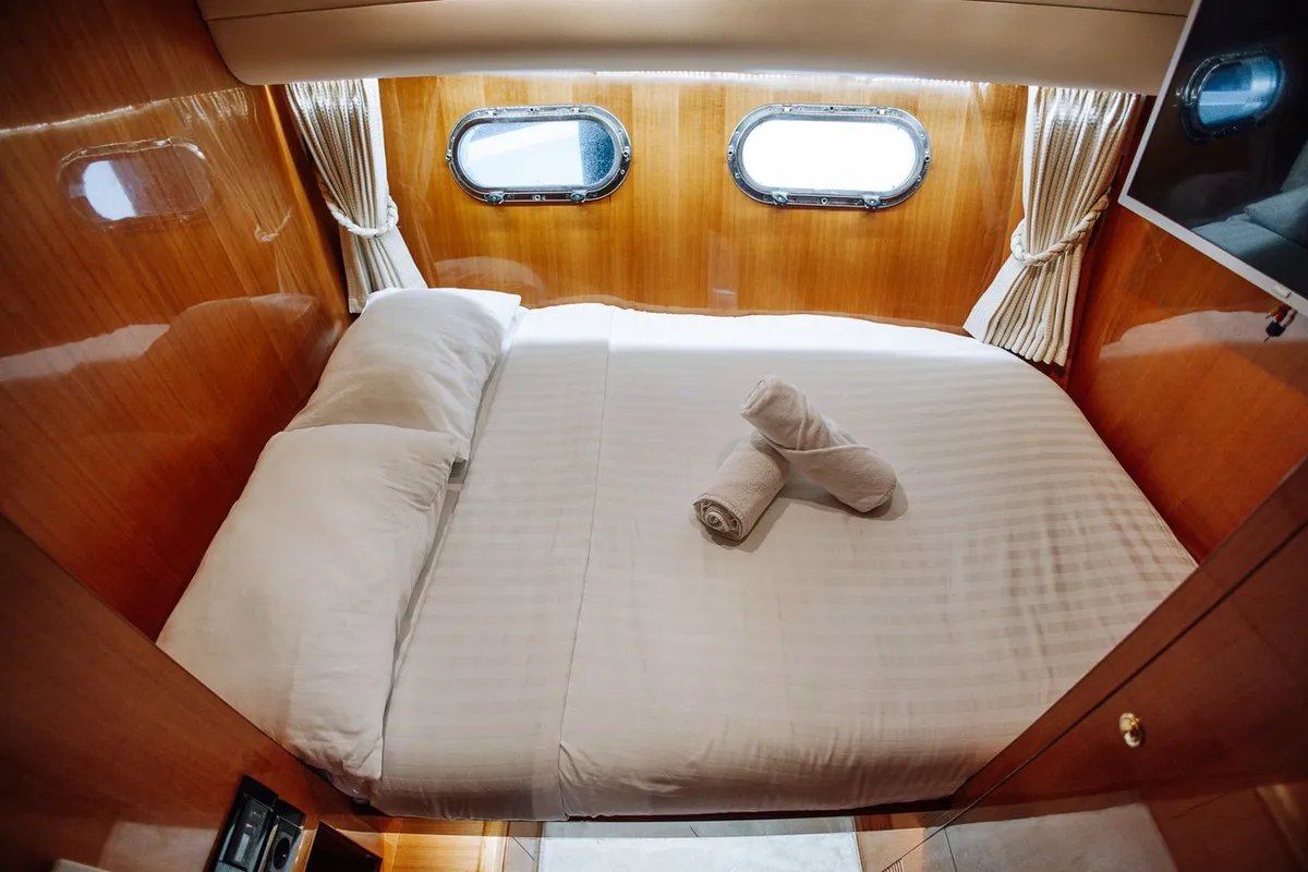 Cabin on Happy3, a Yaretti 2210 motor yacht at Split, Croatia