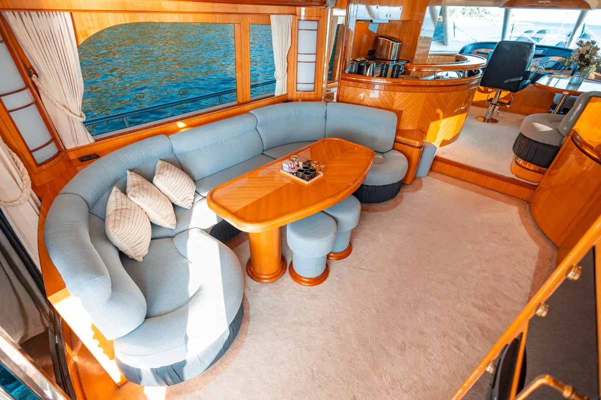 Salon of Happy3, a Yaretti 2210 motor yacht at Split, Croatia