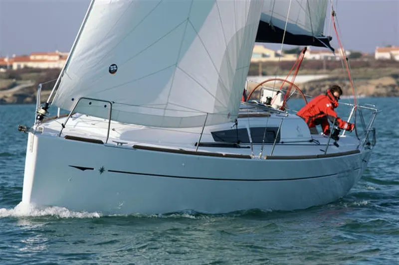 Exterior view of Carry On, a Jeanneau Sun Odyssey 33i sailboat at Kontokali, Greece