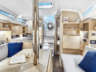 Salon of Beneteau Oceanis 34.1, a sailboat at Dubrovnik, Croatia