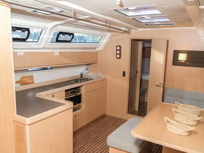 Galley of Nautilus One, a Bavaria Cruiser 46 sailboat at Fethiye, Turkey