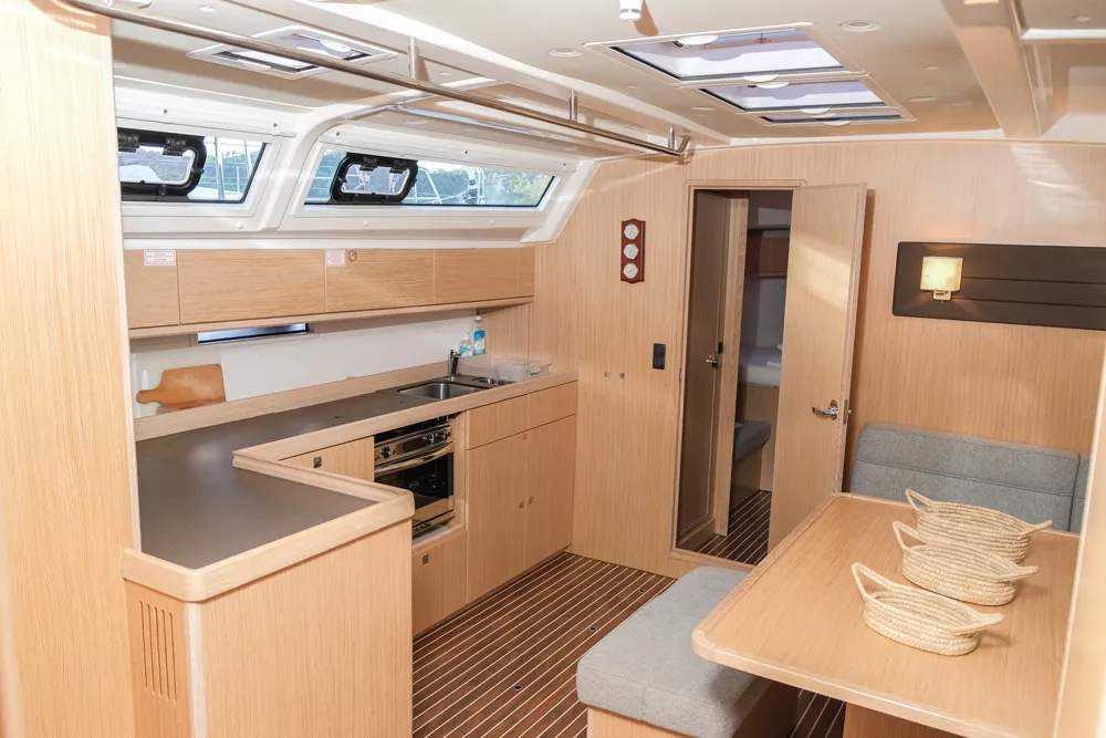 Galley of Nautilus One, a Bavaria Cruiser 46 sailboat at Fethiye, Turkey