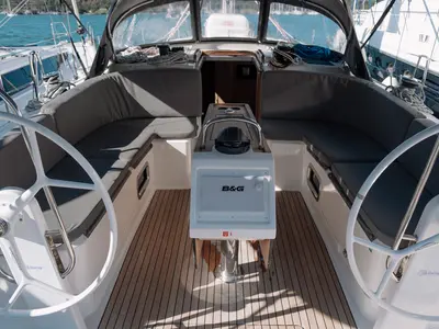 Cockpit of Nautilus One, a Bavaria Cruiser 46 sailboat at Fethiye, Turkey