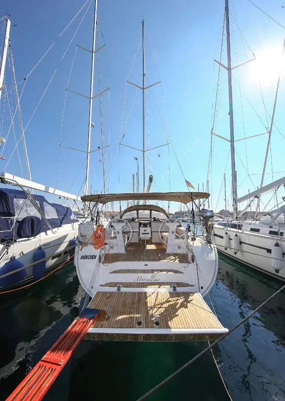 Cockpit of Marcellino, a Bavaria Cruiser 51 sailboat at Jezera, Croatia