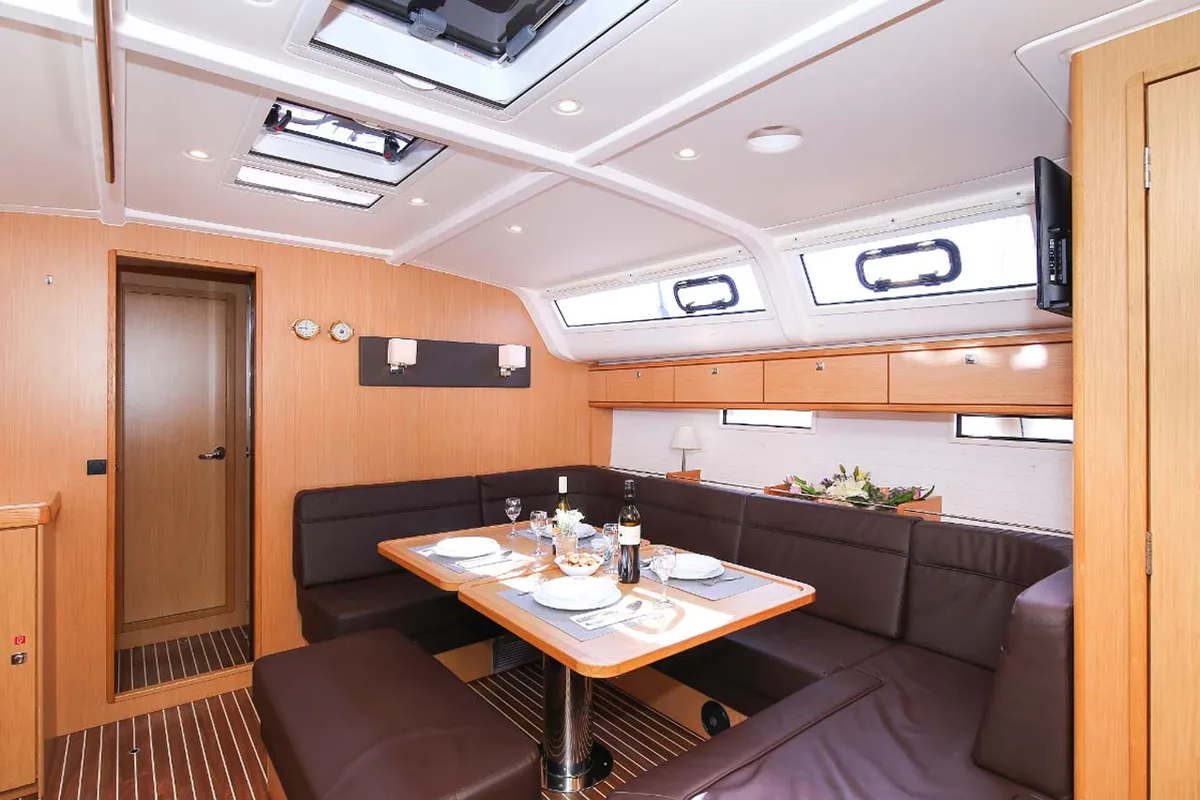 Salon of Marcellino, a Bavaria Cruiser 51 sailboat at Jezera, Croatia