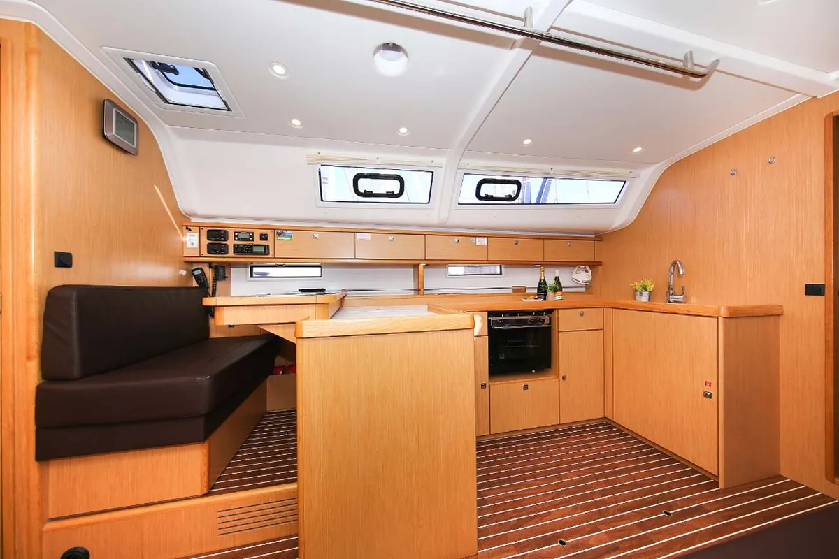 Galley of Marcellino, a Bavaria Cruiser 51 sailboat at Jezera, Croatia