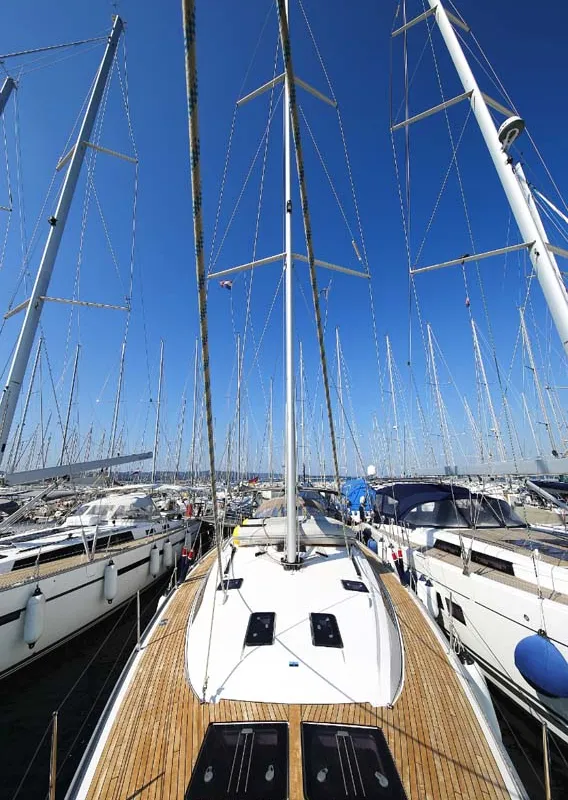 Deck of Marcellino, a Bavaria Cruiser 51 sailboat at Jezera, Croatia
