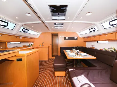 Salon of Marcellino, a Bavaria Cruiser 51 sailboat at Jezera, Croatia