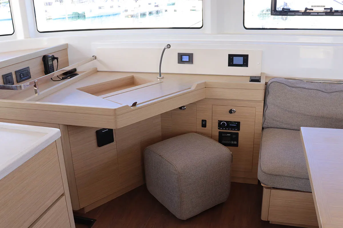 Salon of  Happy Fluke, a Lagoon 46 catamaran at Road Town, British Virgin Islands