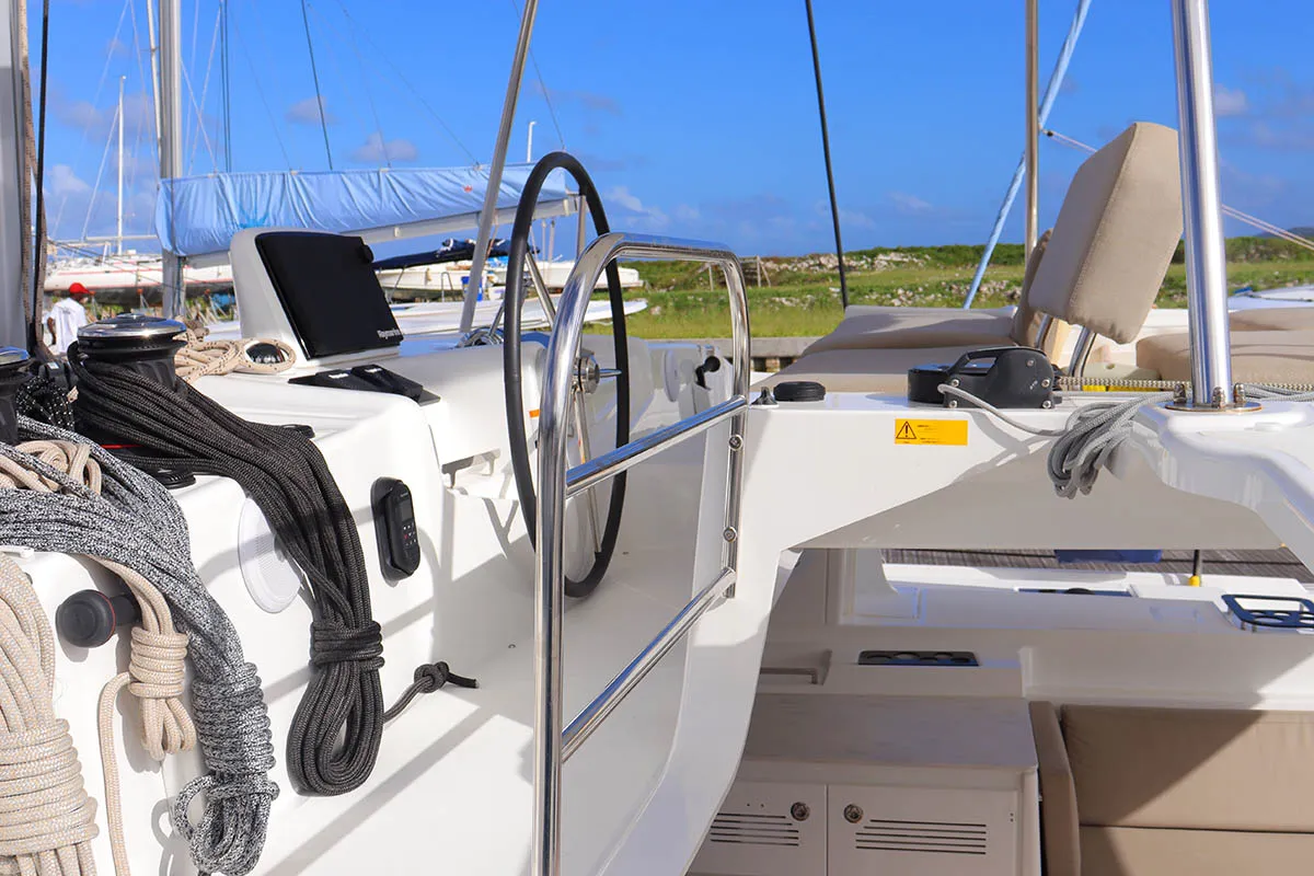 Cockpit of Happy Fluke, a Lagoon 46 catamaran at Road Town, British Virgin Islands