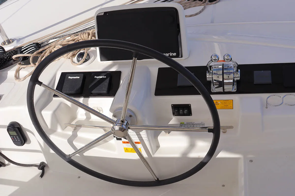 Cockpit of Happy Fluke, a Lagoon 46 catamaran at Road Town, British Virgin Islands