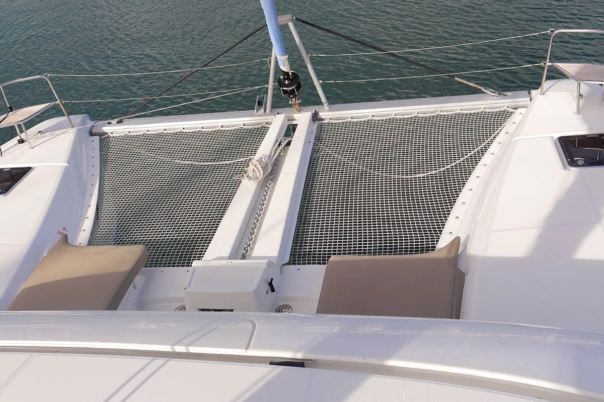 Deck of  Happy Fluke, a Lagoon 46 catamaran at Road Town, British Virgin Islands