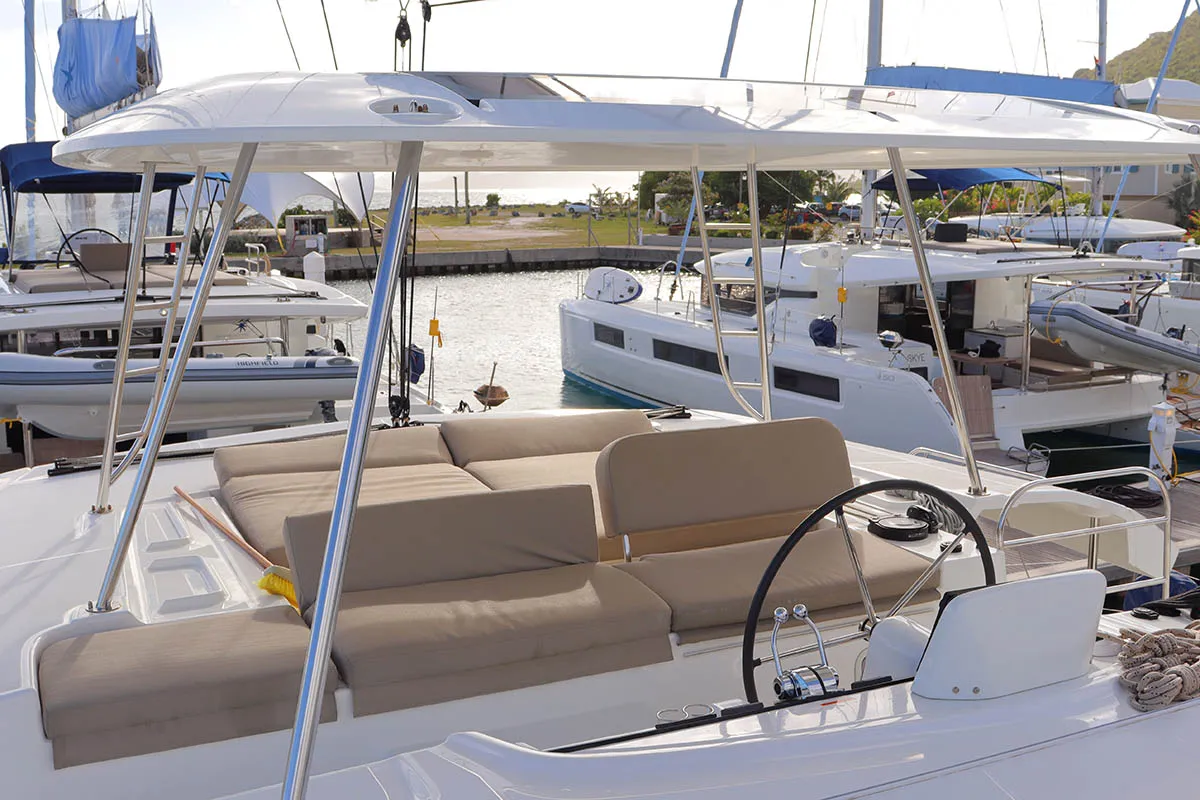 Cockpit of Happy Fluke, a Lagoon 46 catamaran at Road Town, British Virgin Islands