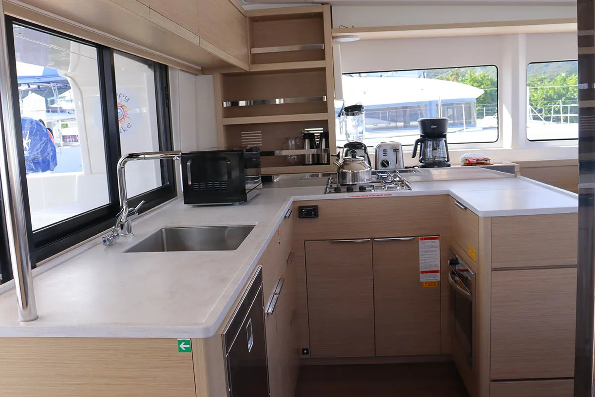 Galley of Happy Fluke, a Lagoon 46 catamaran at Road Town, British Virgin Islands