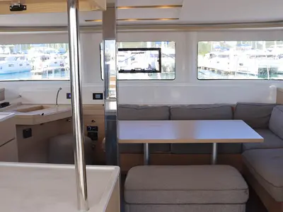 Salon of Happy Fluke, a Lagoon 46 catamaran at Road Town, British Virgin Islands