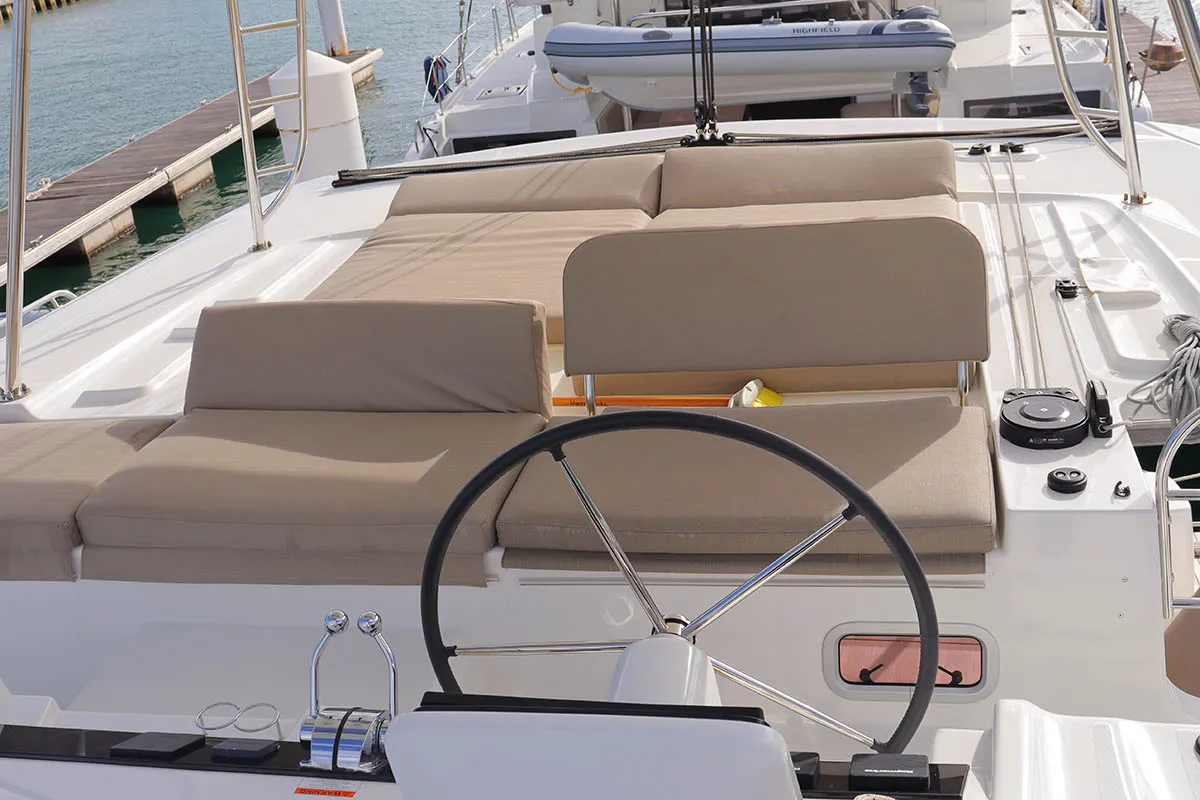 Cockpit of Happy Fluke, a Lagoon 46 catamaran at Road Town, British Virgin Islands