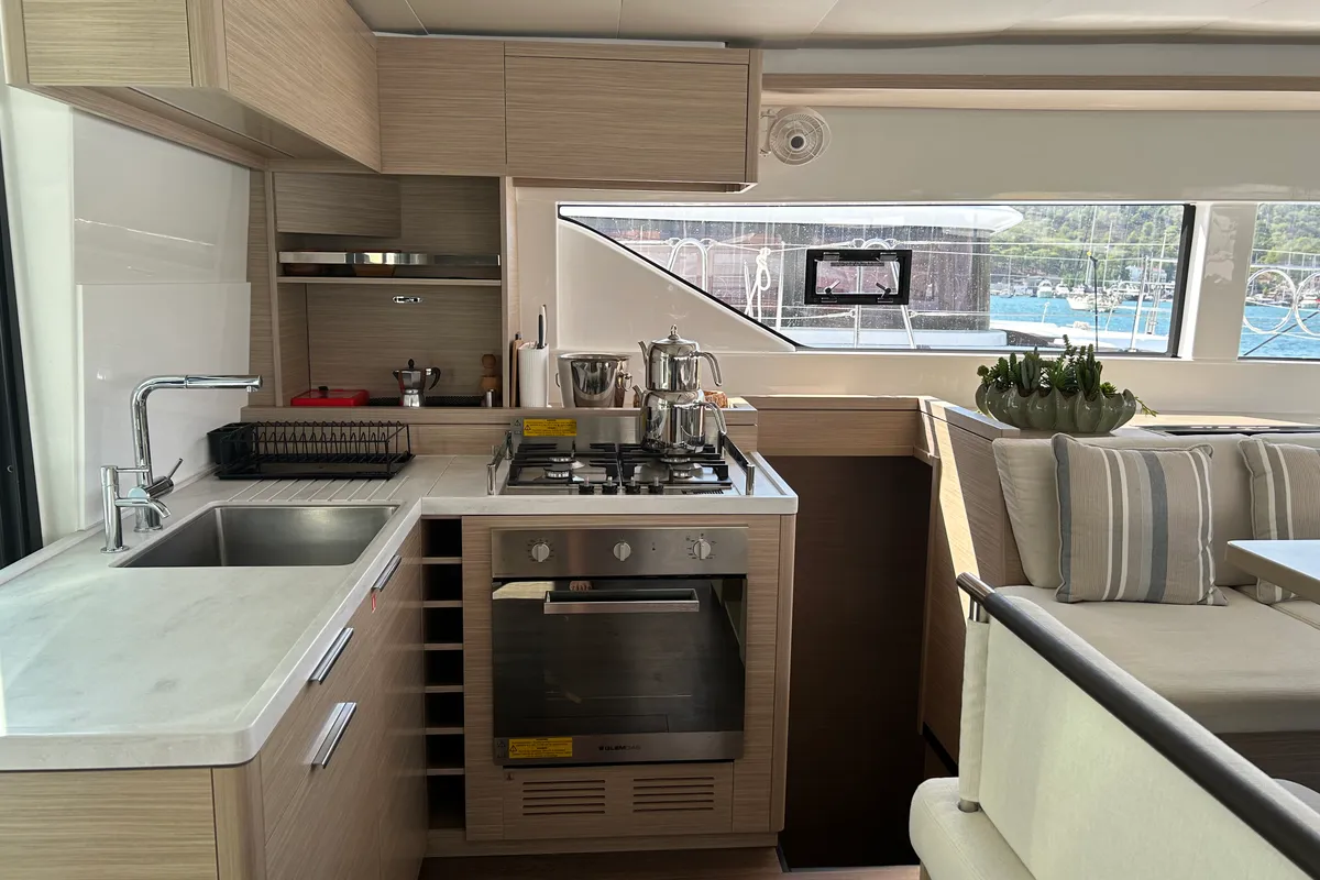 Galley of Libre, a Lagoon 51 catamaran at Fethiye, Turkey