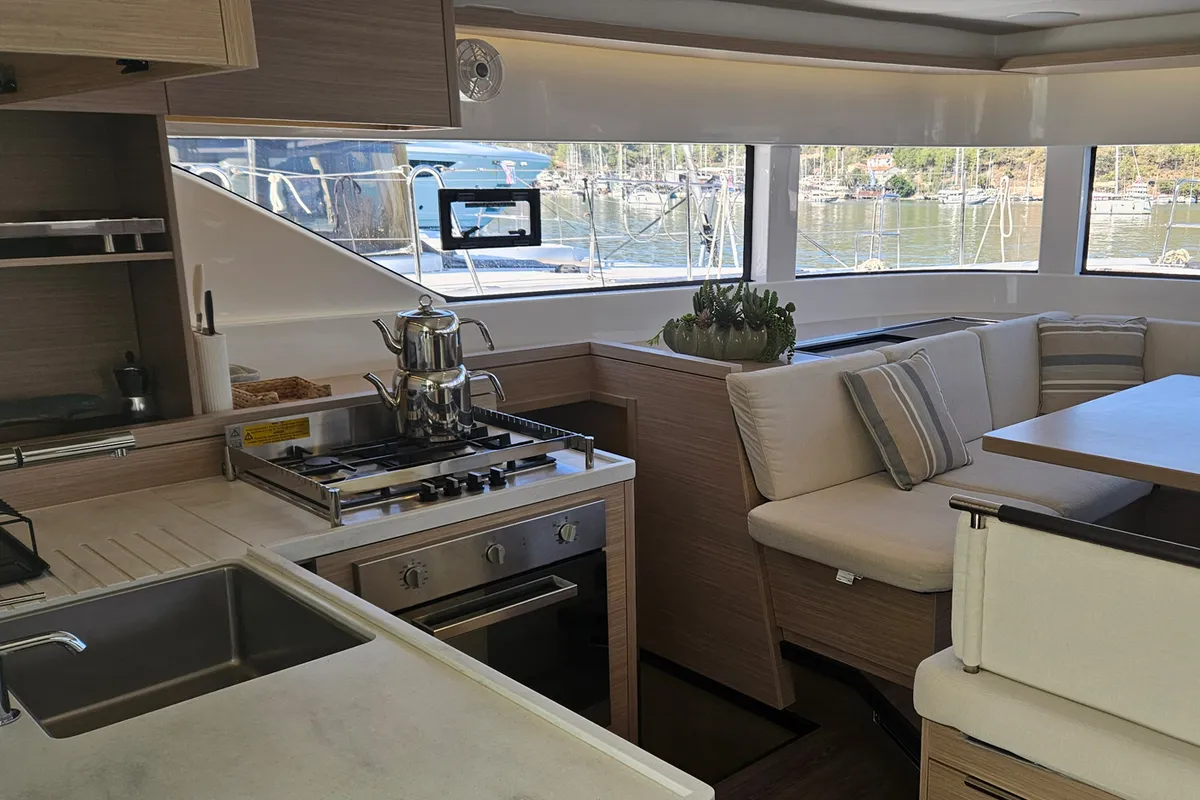 Galley of Libre, a Lagoon 51 catamaran at Fethiye, Turkey