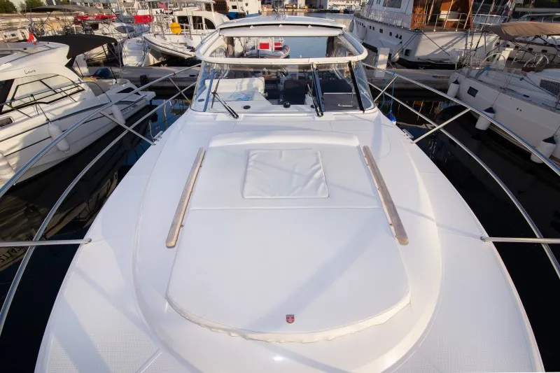 Deck of 7 Happy Days, a Marex 360 Cabriolet Cruiser motor yacht at Grad Šibenik, Croatia
