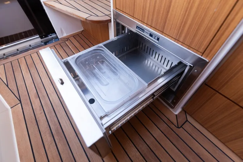 Galley of 7 Happy Days, a Marex 360 Cabriolet Cruiser motor yacht at Grad Šibenik, Croatia