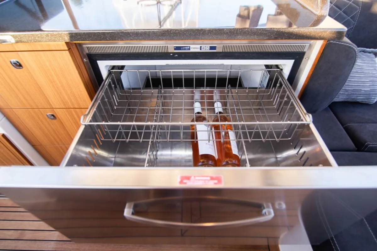 Galley of 7 Happy Days, a Marex 360 Cabriolet Cruiser motor yacht at Grad Šibenik, Croatia