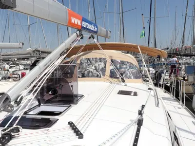 Deck of Gracia, a Bavaria Cruiser 46 sailboat at Grad Pula, Croatia