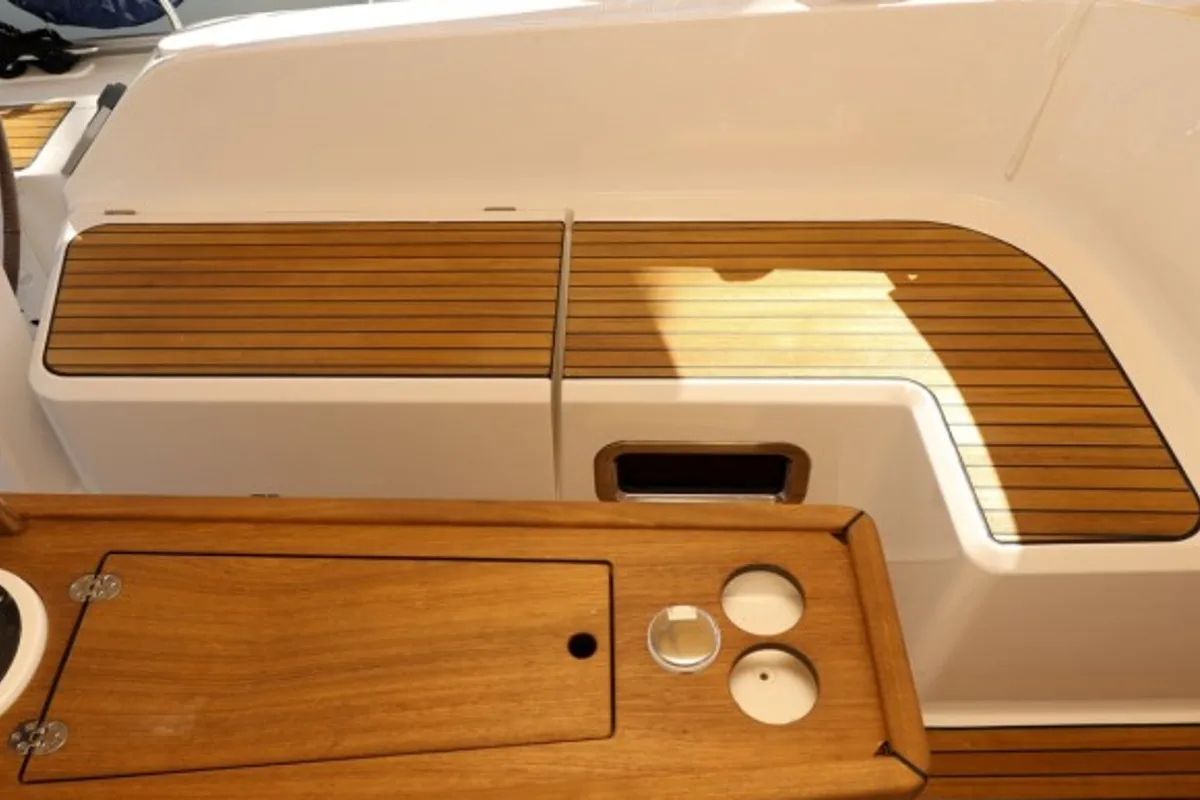 Deck of Gracia, a Bavaria Cruiser 46 sailboat at Grad Pula, Croatia