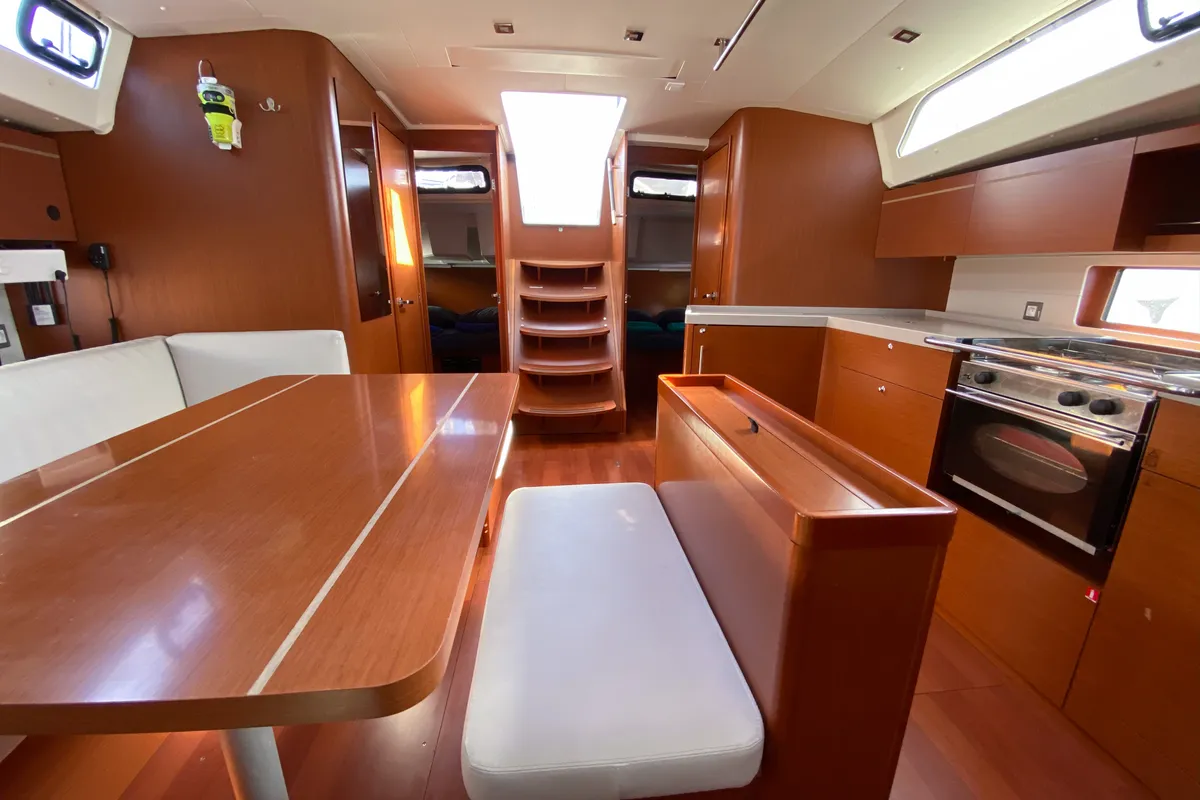 Salon of No Stress, a Beneteau Oceanis 46.1 sailboat at Ibiza, Spain