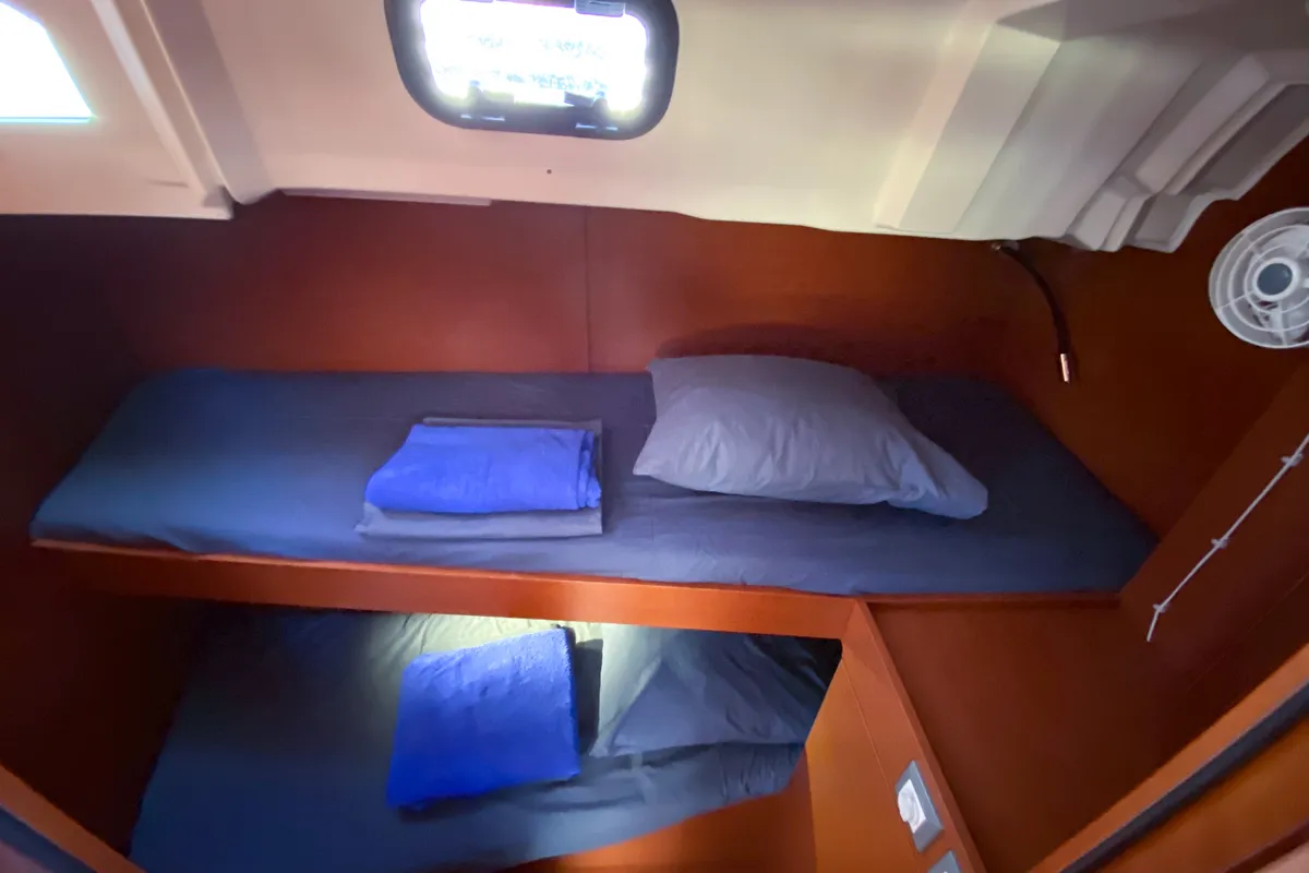 Cabin on No Stress, a Beneteau Oceanis 46.1 sailboat at Ibiza, Spain