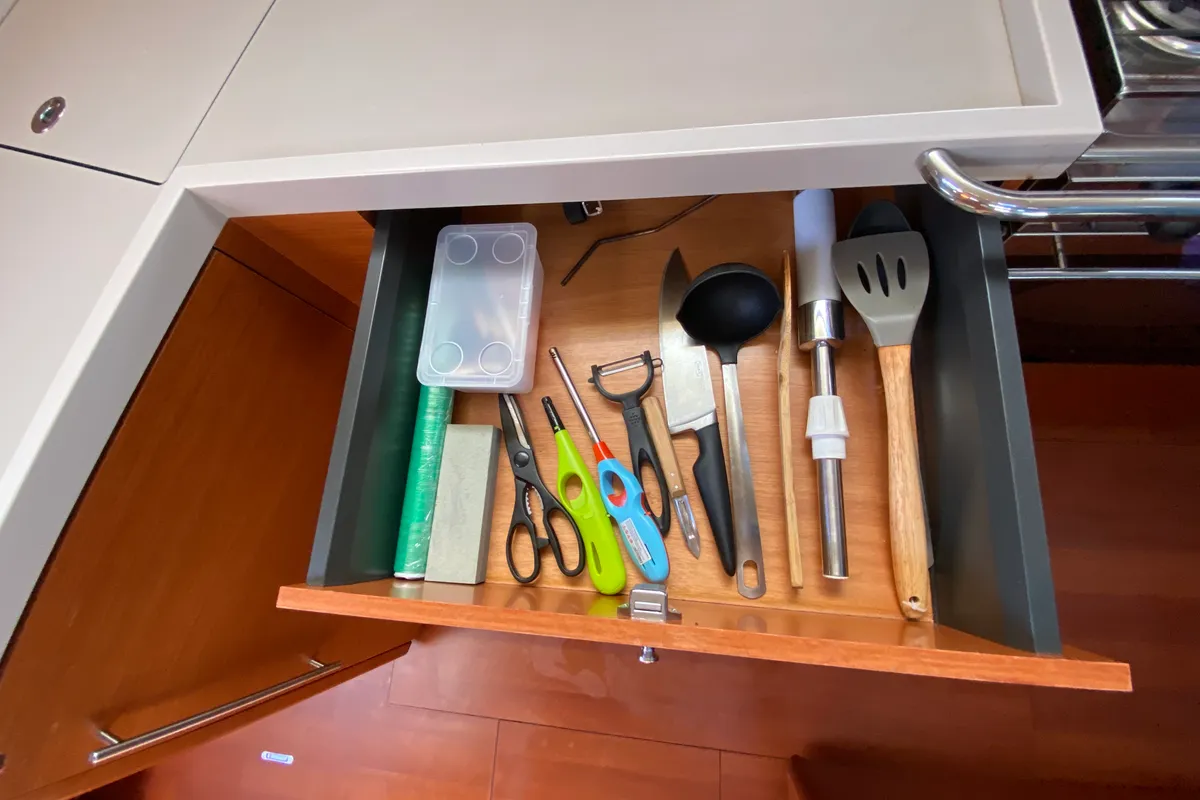 Galley of No Stress, a Beneteau Oceanis 46.1 sailboat at Ibiza, Spain