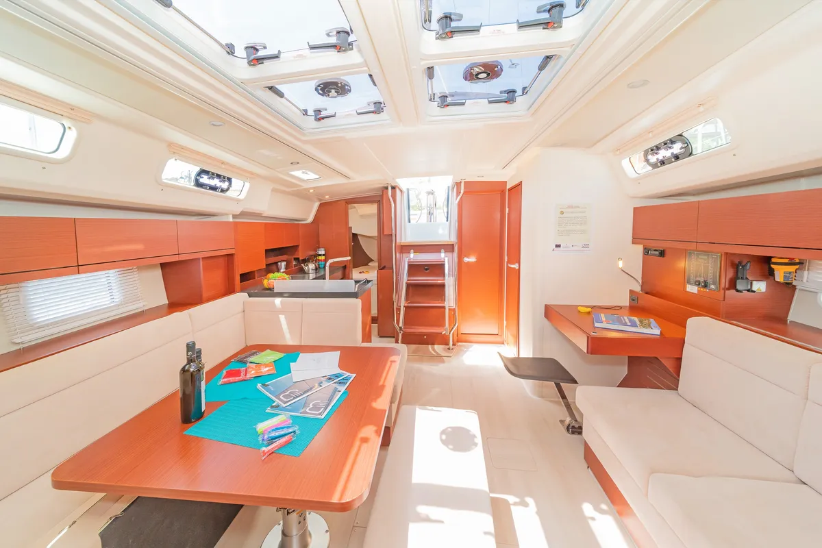 Salon of Euphoria, a Hanse 458 sailboat at Municipal Unit of Lefkada, Greece