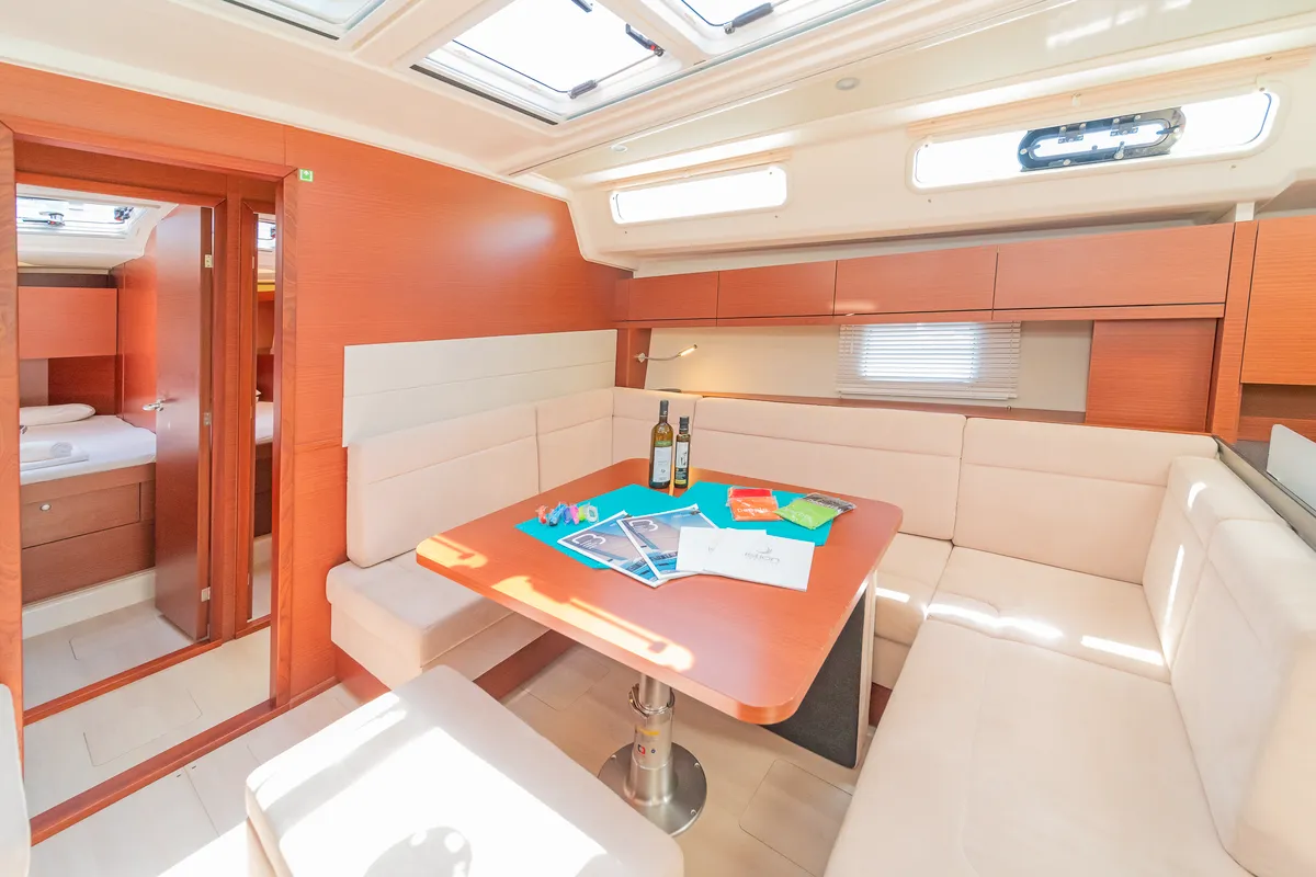 Salon of Euphoria, a Hanse 458 sailboat at Municipal Unit of Lefkada, Greece