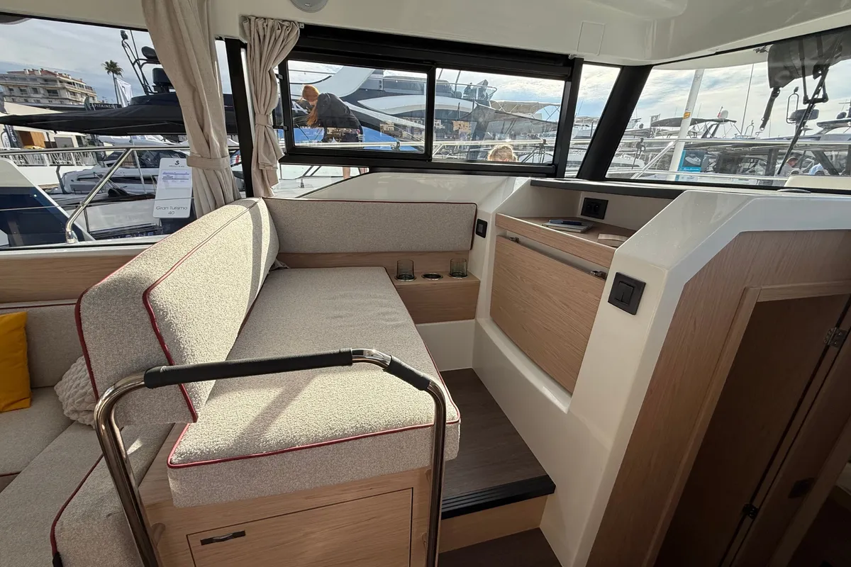Salon of ZOE, a Beneteau Swift Trawler 37 Fly motorboat at Split, Croatia