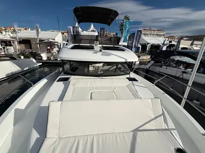 Deck of ZOE, a Beneteau Swift Trawler 37 Fly motorboat at Split, Croatia