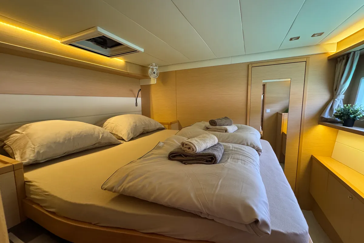 Cabin on Manta Ray, a Lagoon 52F catamaran at Općina Rogoznica, Croatia