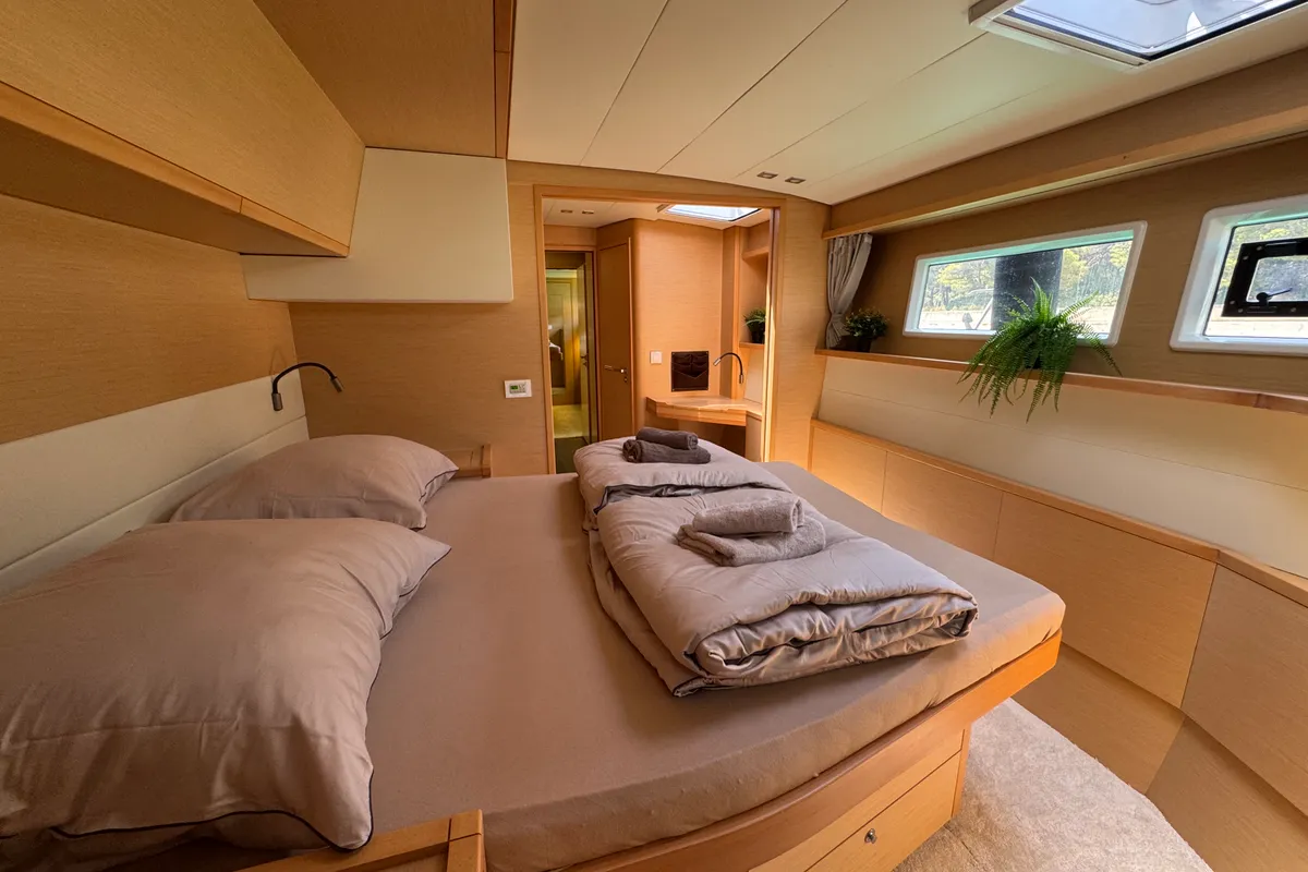 Cabin on Manta Ray, a Lagoon 52F catamaran at Općina Rogoznica, Croatia