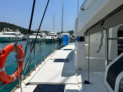 Deck of Manta Ray, a Lagoon 52F catamaran at Općina Rogoznica, Croatia