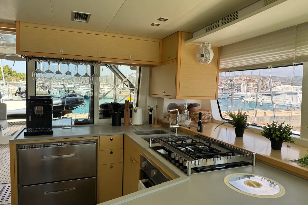 Galley of Manta Ray, a Lagoon 52F catamaran at Općina Rogoznica, Croatia